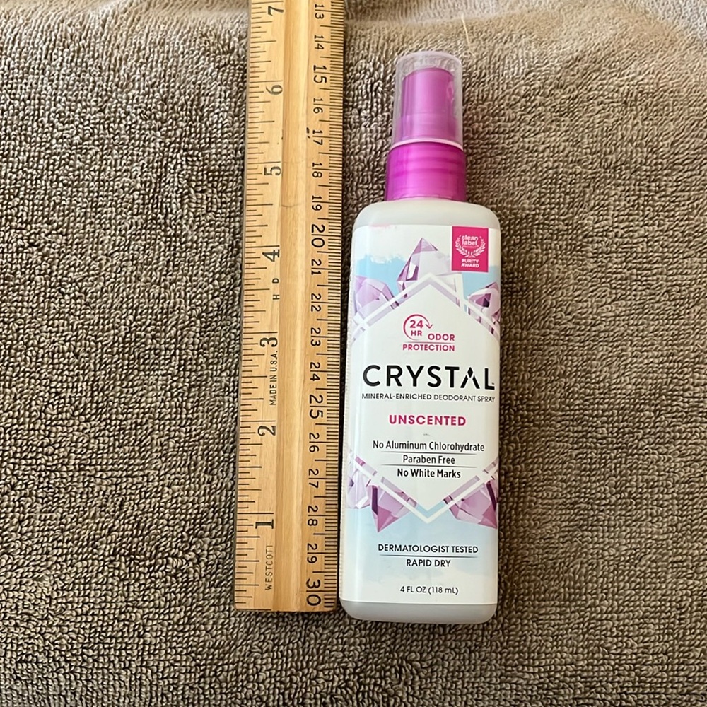 CRYSTAL mineral enriched deodorant spray 4oz rapid dry paraben free clear color